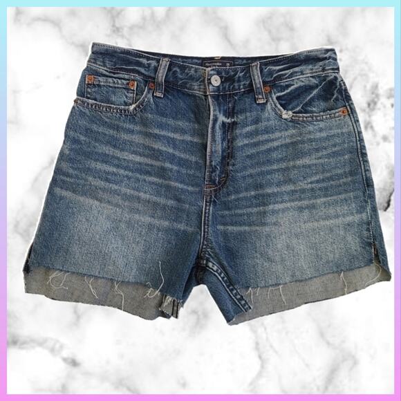 Abercrombie & Fitch High Waisted Annie Girlfriend Shorts Cloud Painted Pockets - Picture 11 of 11